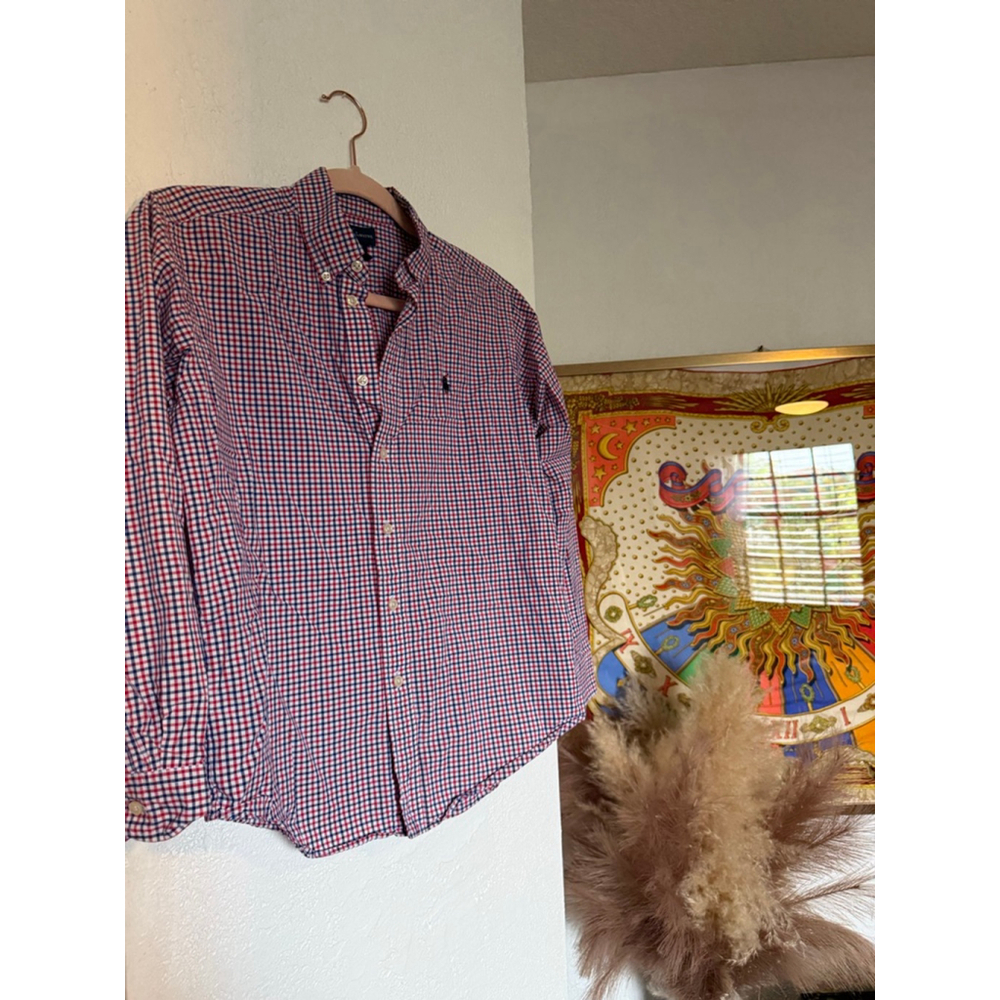 Preowned,Polo Ralph Lauren red/white gingham button-down shirt in cotton, 12/14